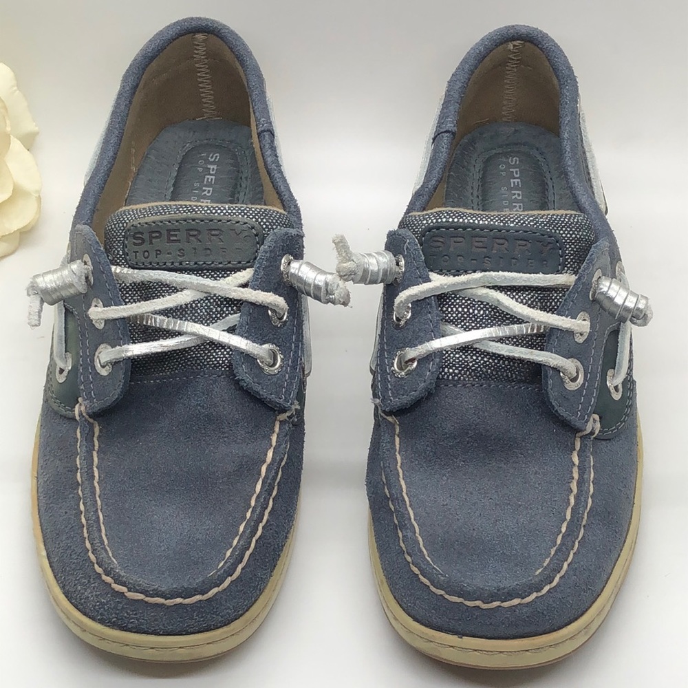 Sperry Blue/Silver Leather Top Siders